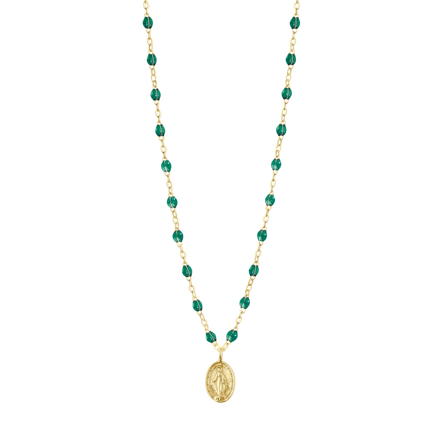 Gigi Clozeau - Collier émeraude Madone, or jaune, 42 cm 