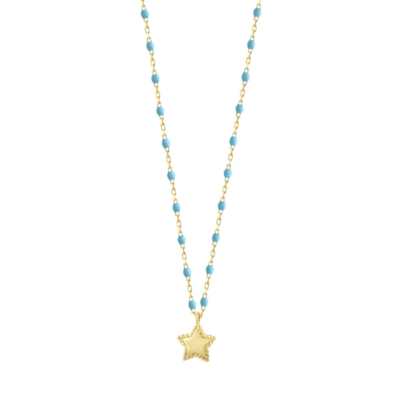 Gigi Clozeau - Collier Étoile Mini Gigi, or jaune et mini perles de résine turquoise, 40 cm