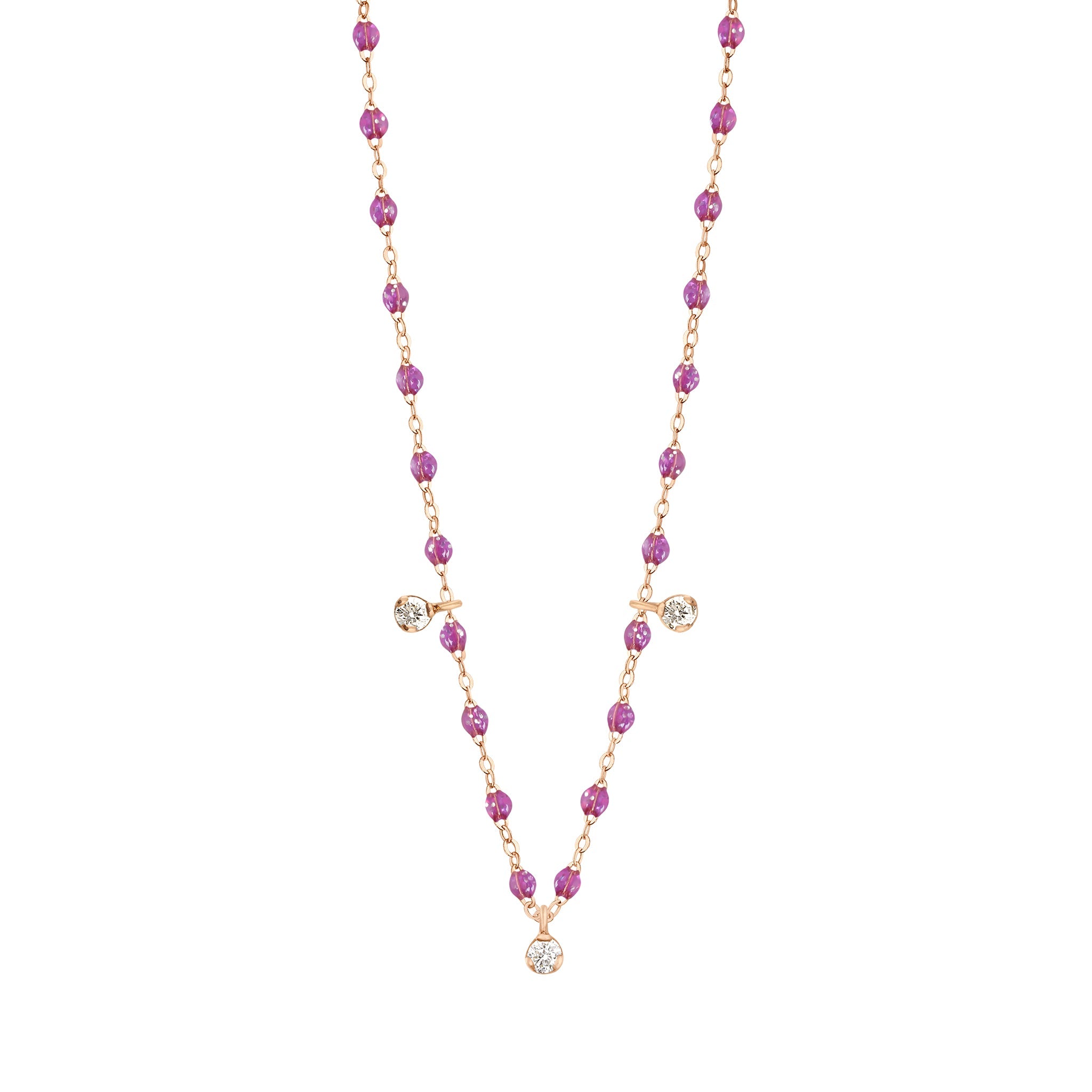 Gigi Clozeau - Collier galaxy Gigi Suprême, or rose, 3 diamants, 45 cm
