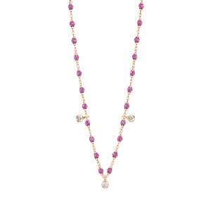Gigi Clozeau - Collier galaxy Gigi Suprême, or rose, 3 diamants, 45 cm