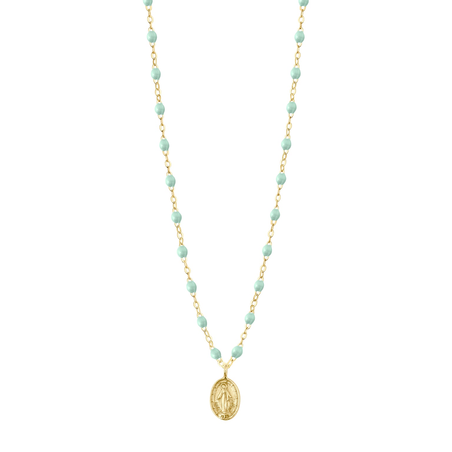 Gigi Clozeau - Collier jade Madone, or jaune, 42 cm