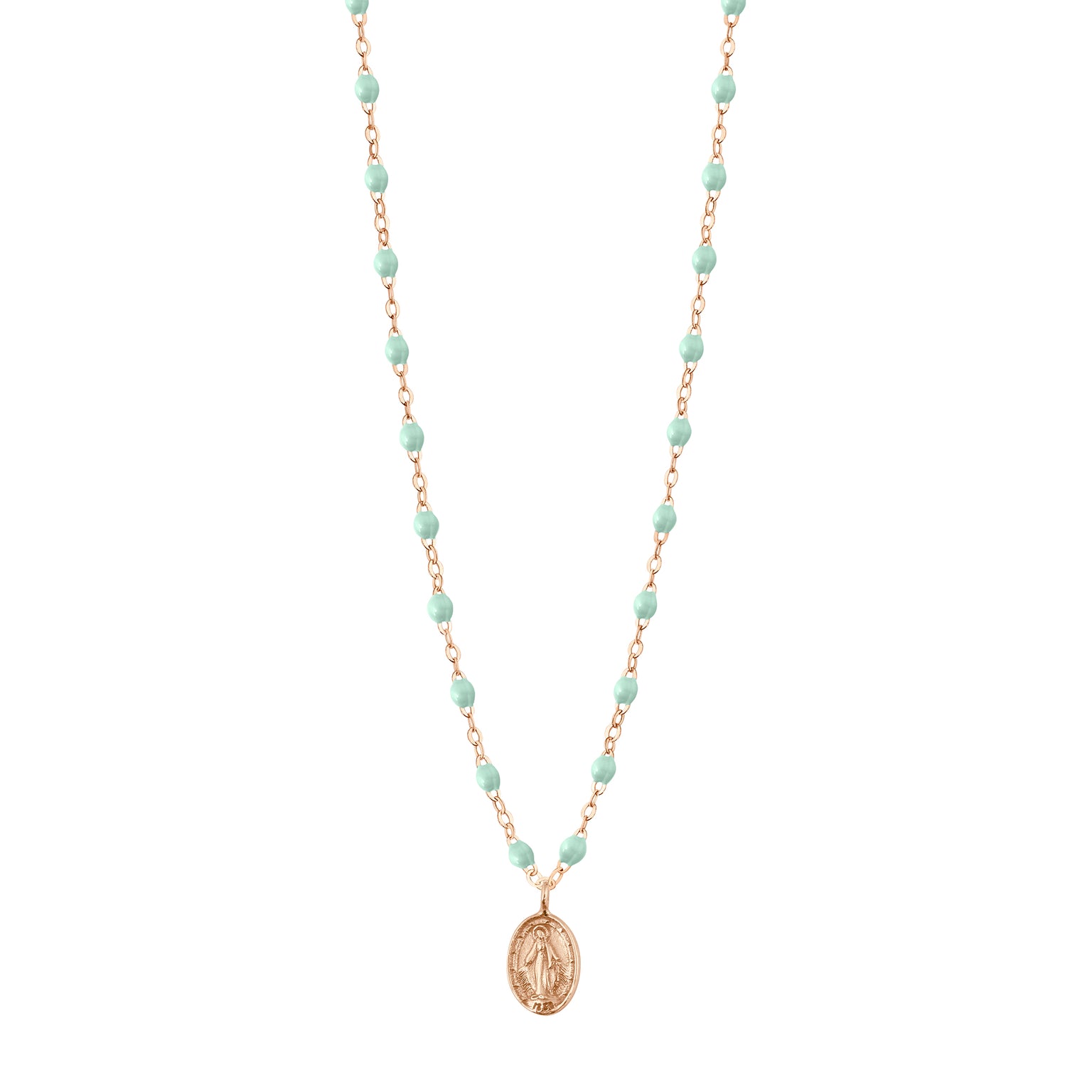Gigi Clozeau - Collier jade Madone, or rose, 42 cm