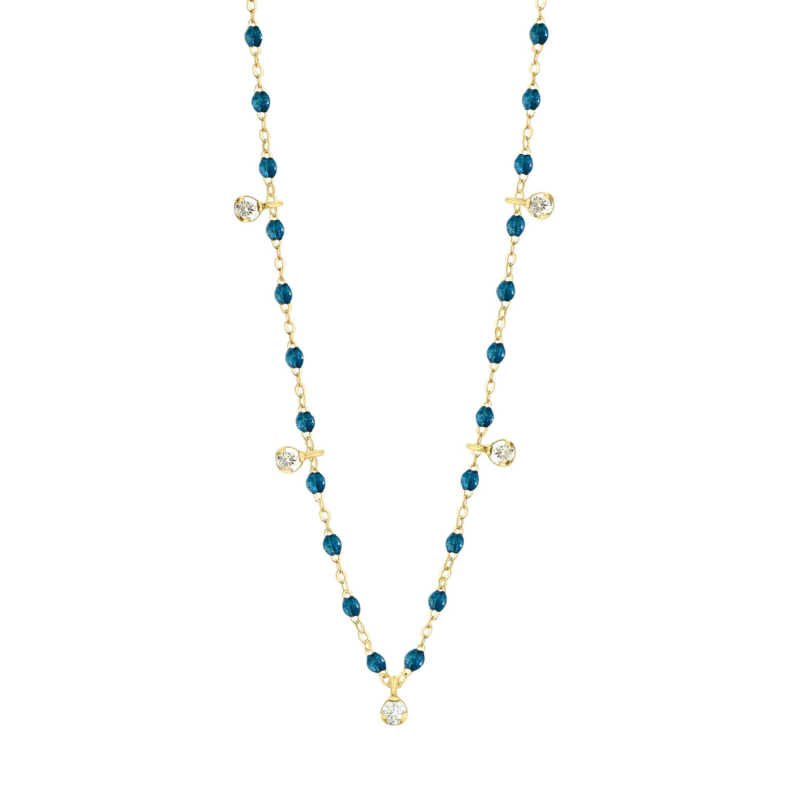 Gigi Clozeau - Collier jungle Gigi Suprême, or jaune, 5 diamants, 45 cm