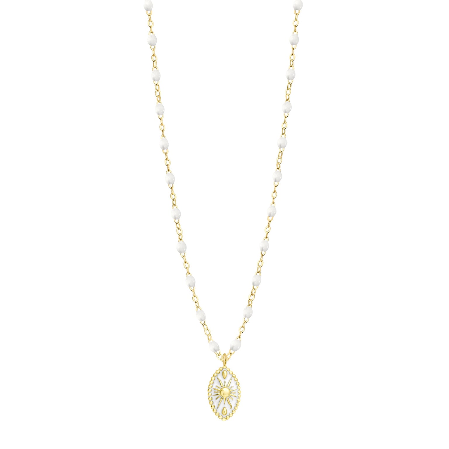 Gigi Clozeau - Collier Karma résine blanche, or jaune, 42 cm