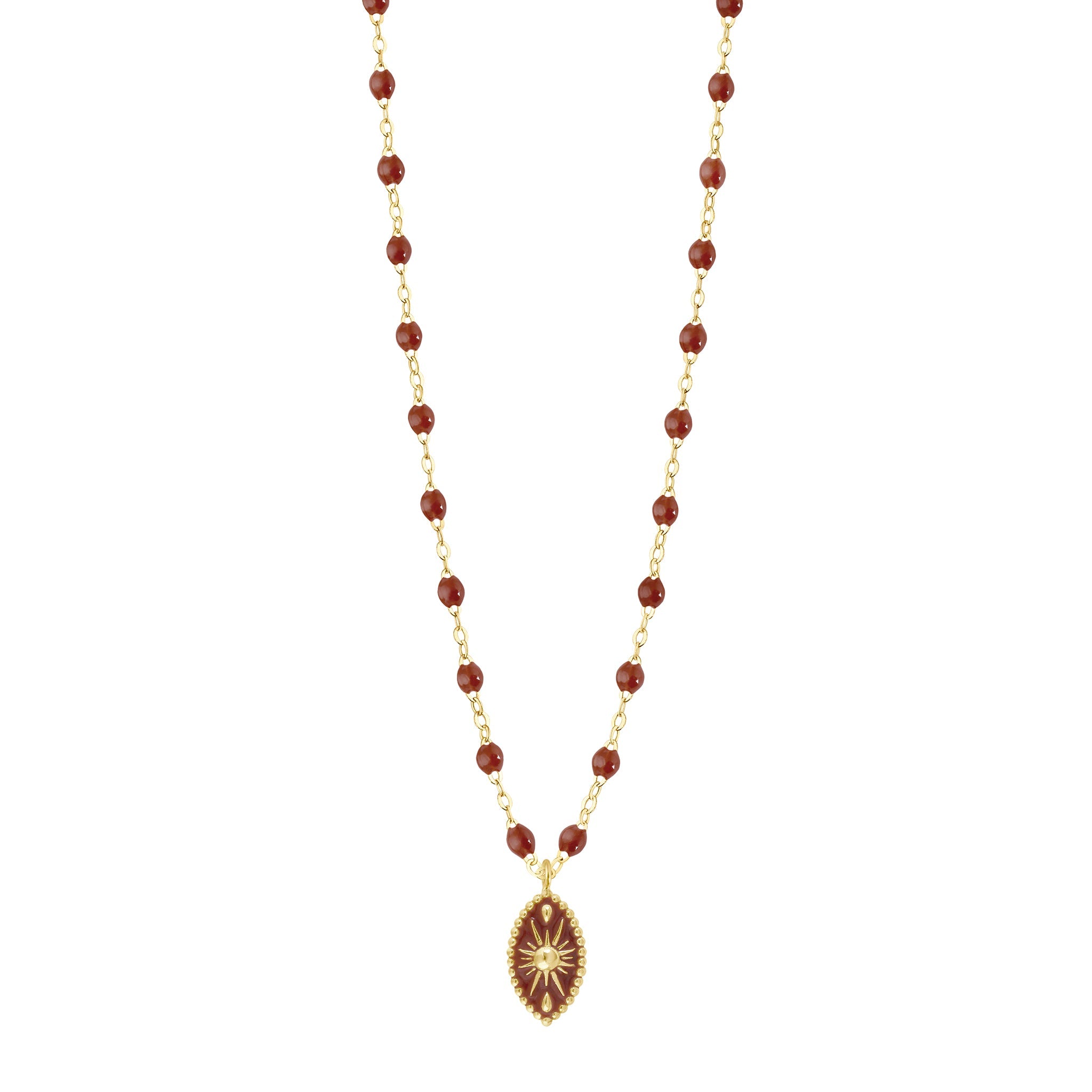 Gigi Clozeau - Collier Karma résine moka, or jaune, 42 cm