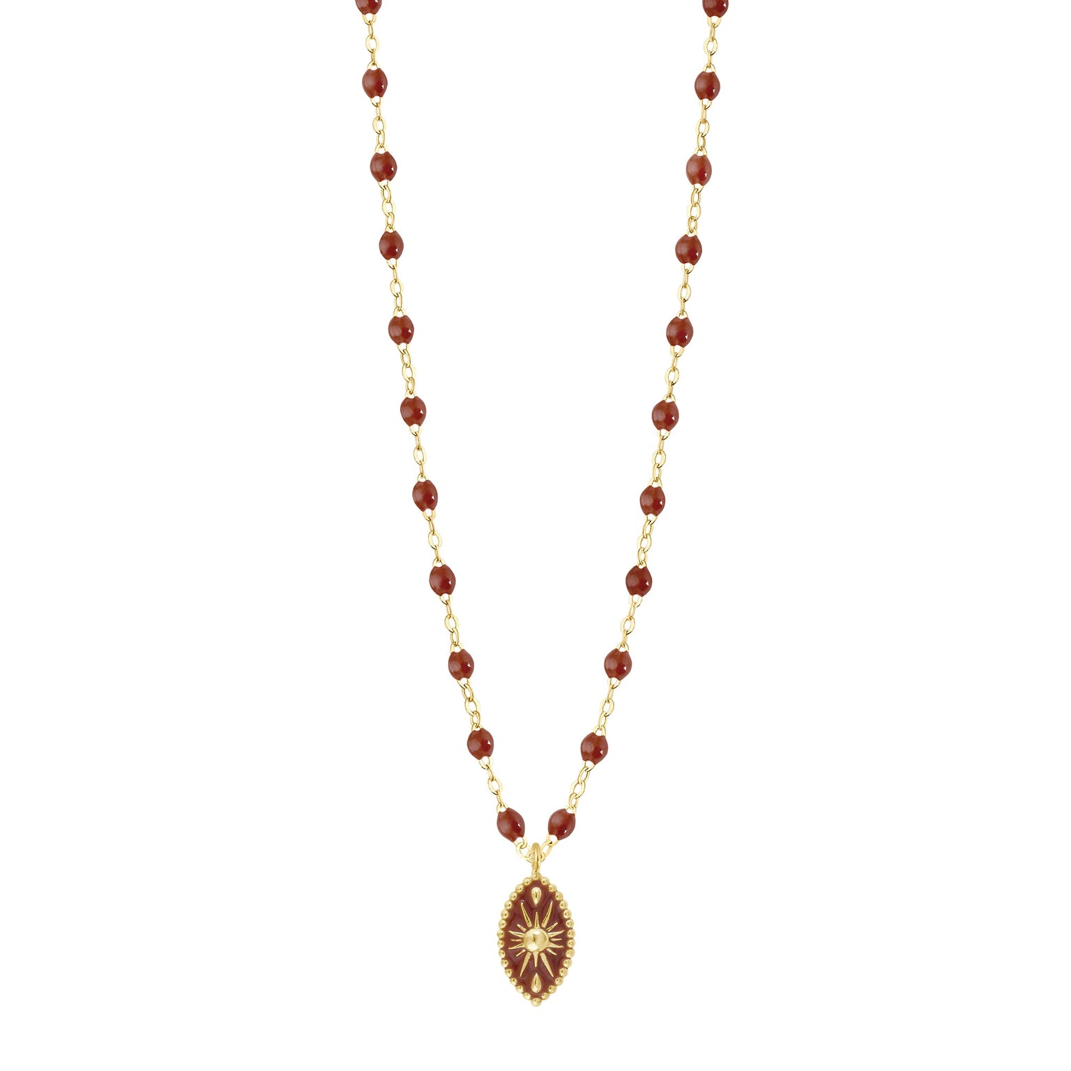 Gigi Clozeau - Collier Karma résine moka, or jaune, 42 cm