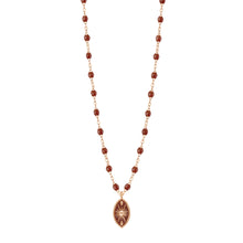 Gigi Clozeau - Collier Karma résine moka, or rose, 42 cm