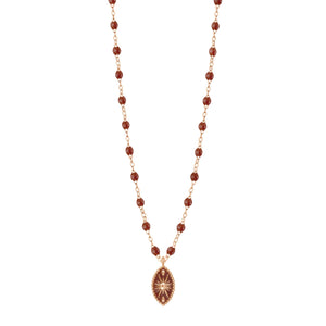 Gigi Clozeau - Collier Karma résine moka, or rose, 42 cm