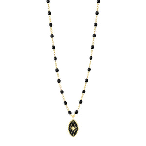Gigi Clozeau - Collier Karma résine noire, or jaune, 42 cm