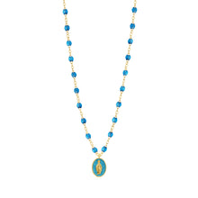 Gigi Clozeau - Collier Madone résine azur, or jaune, 42 cm