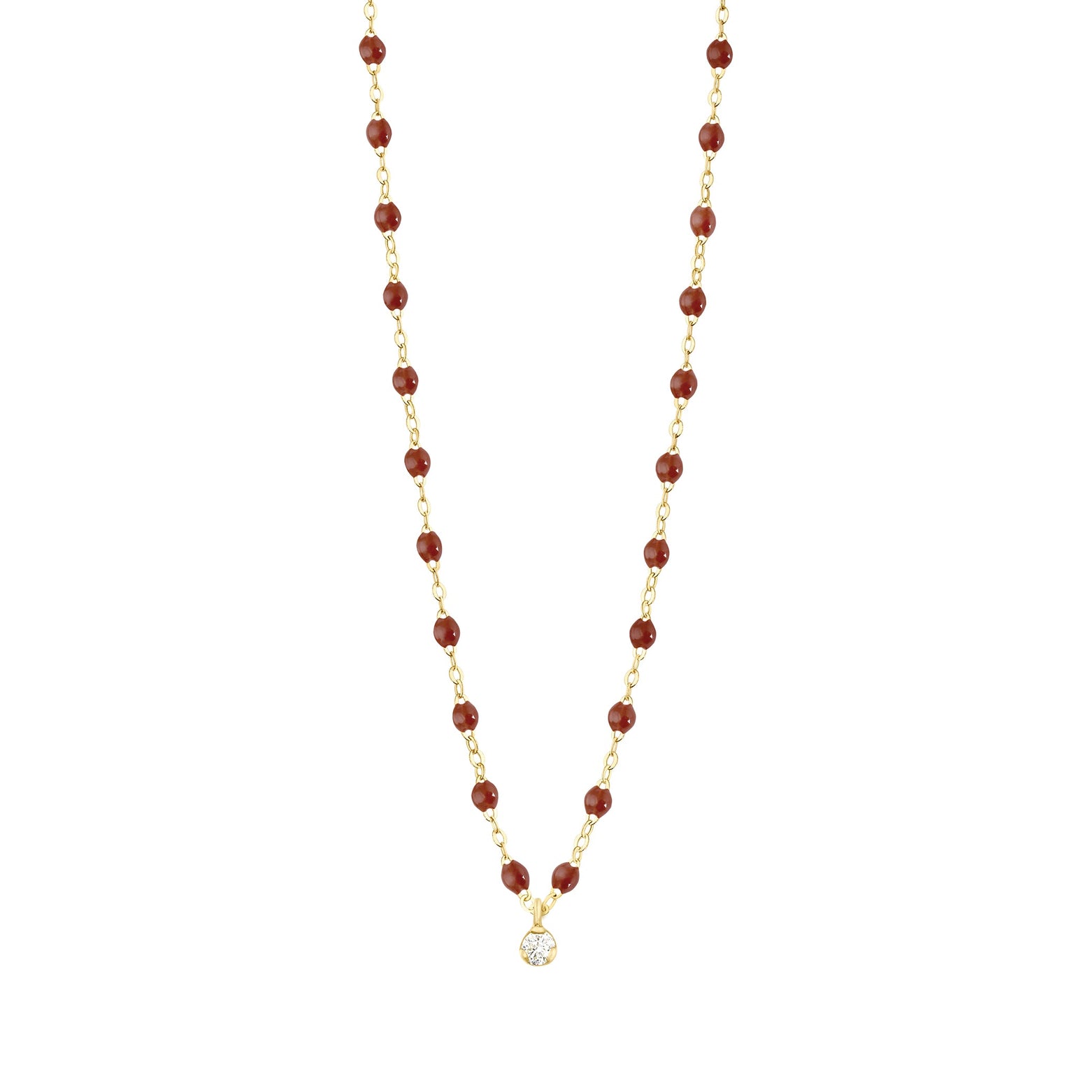 Gigi Clozeau - Collier moka Gigi Suprême, or jaune, 1 diamant, 42 cm