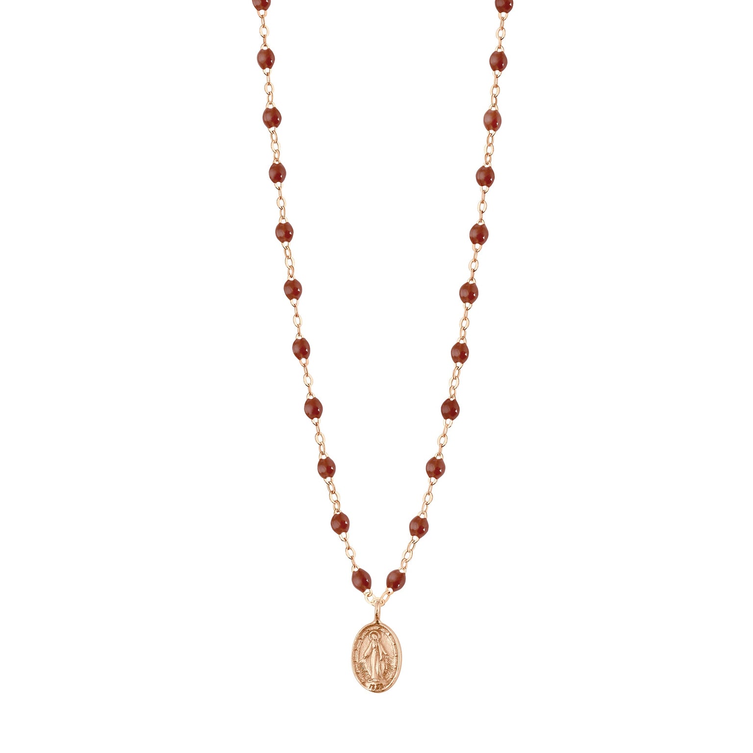 Gigi Clozeau - Collier moka Madone, or rose, 42 cm