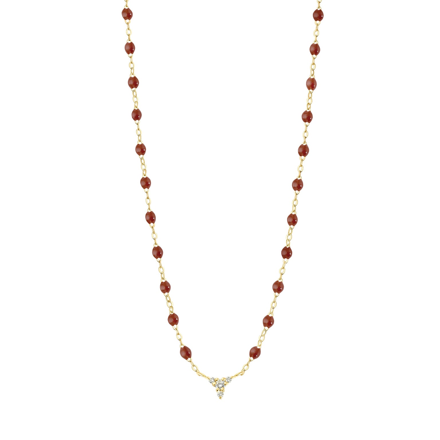 Gigi Clozeau - Collier moka petit Kosmos, diamants, or jaune, 42 cm