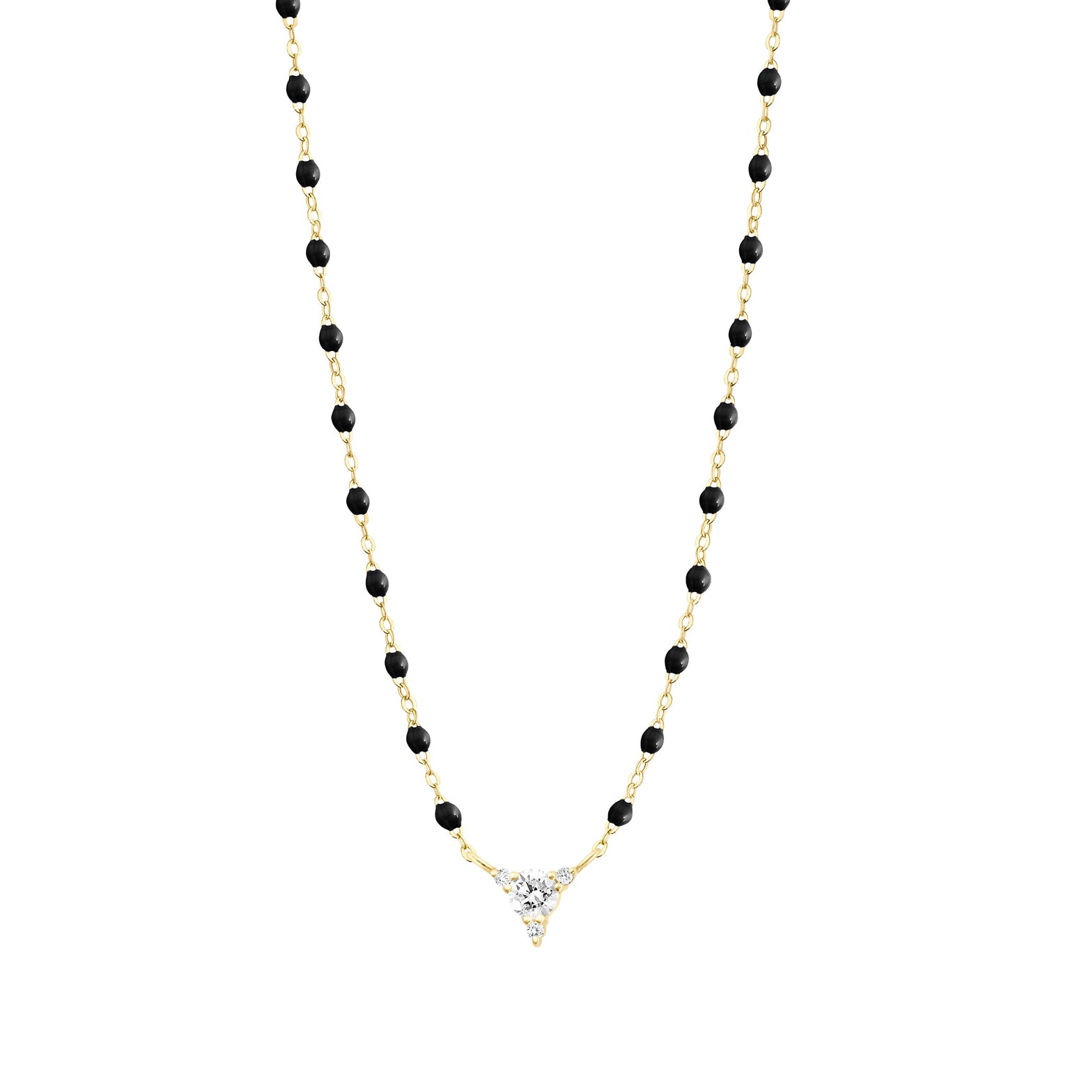 Gigi Clozeau - Collier noir Kosmos, diamants, or jaune, 42 cm