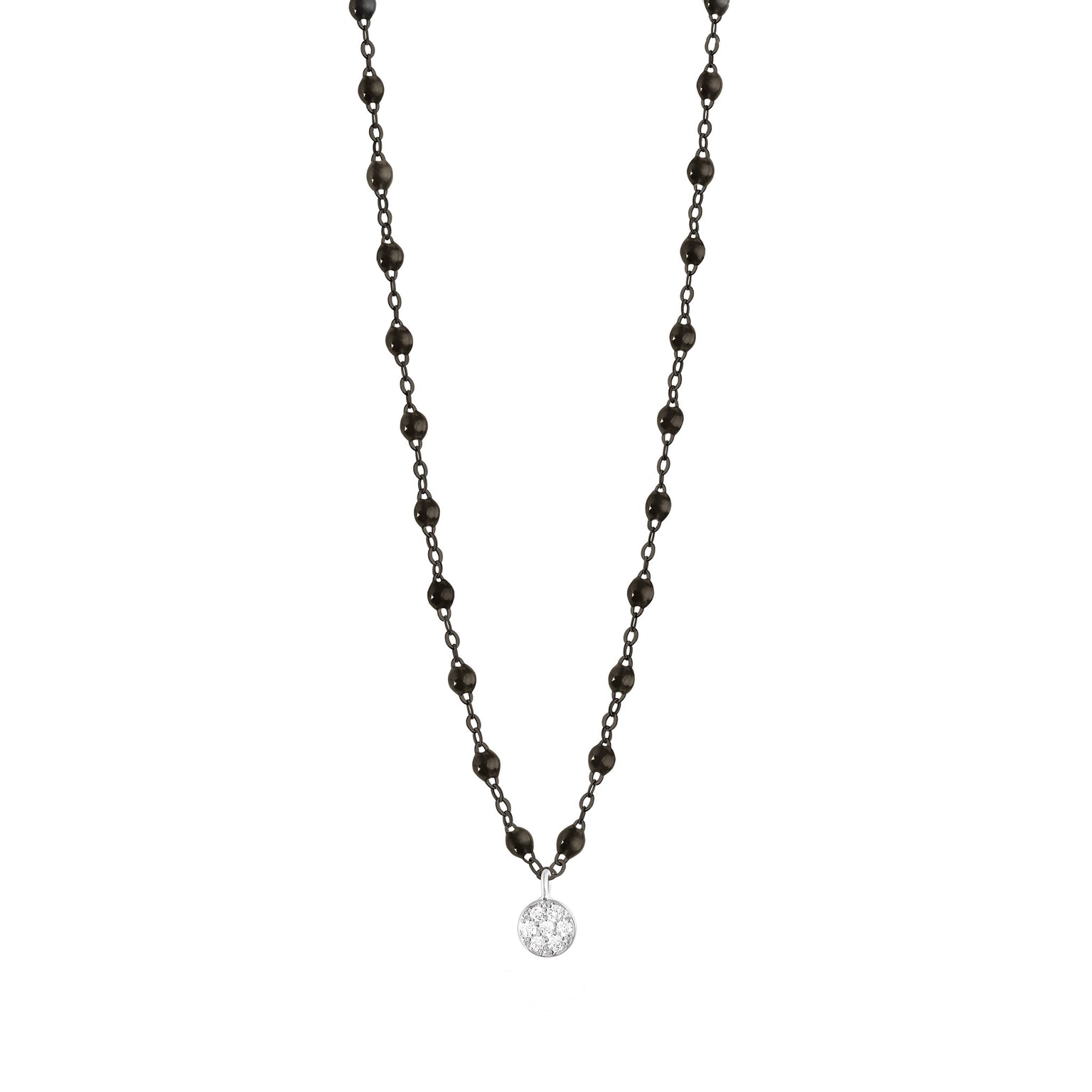 Gigi Clozeau - Collier noir Puce, diamants, or noir et blanc, 42 cm