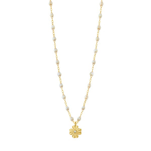 Gigi Clozeau - Collier opale Trèfle Lumière, diamant, or jaune, 42 cm