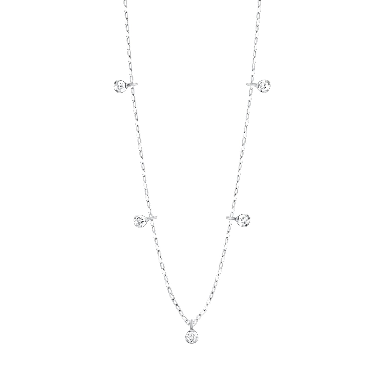 Gigi Clozeau - Collier Pure Gigi Suprême, or blanc, 5 diamants, 45 cm