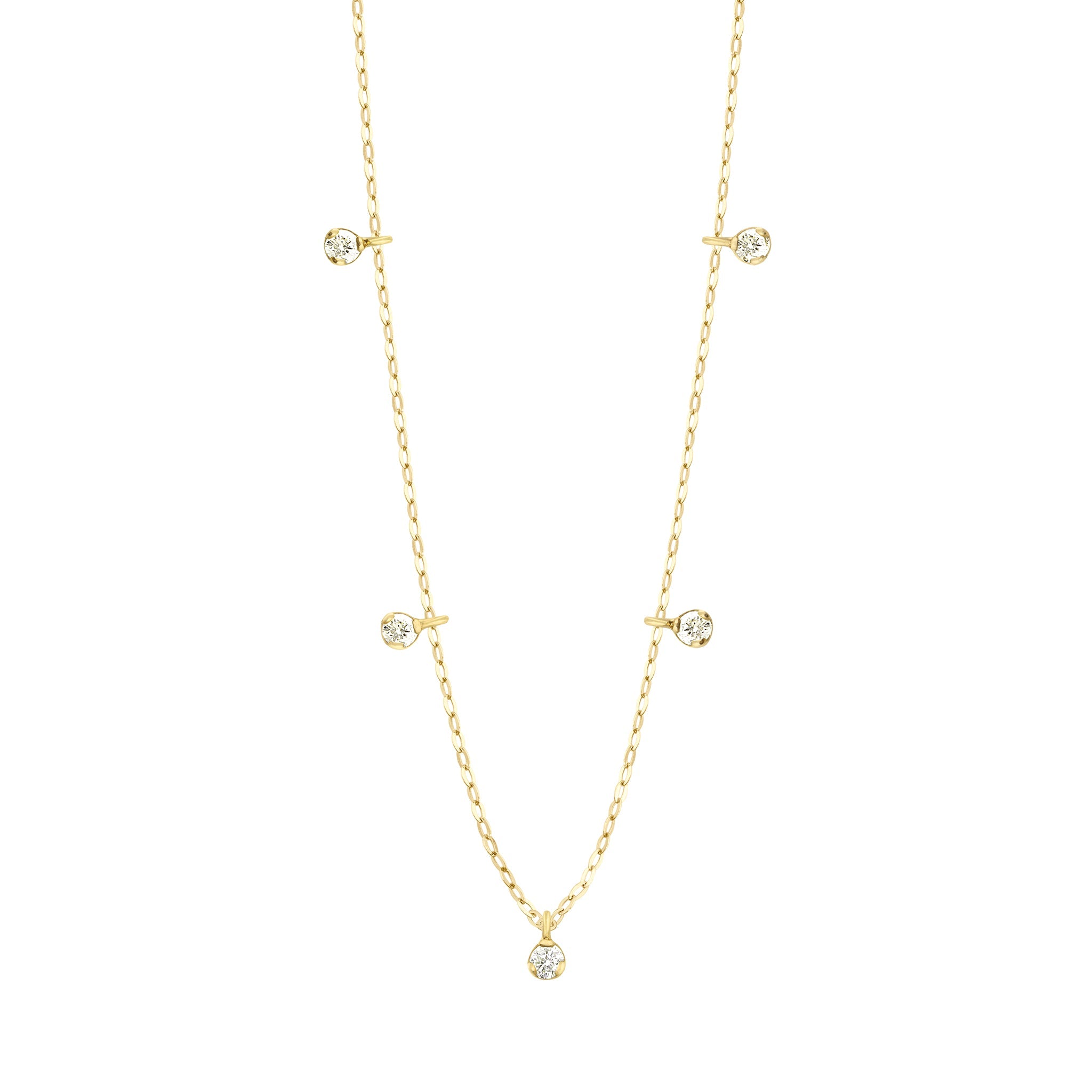Gigi Clozeau - Collier Pure Gigi Suprême, or jaune, 5 diamants, 45 cm