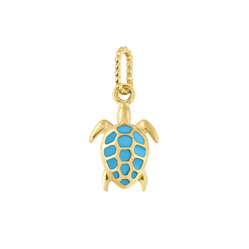 Gigi Clozeau - Pendentif turquoise Tortue, or jaune