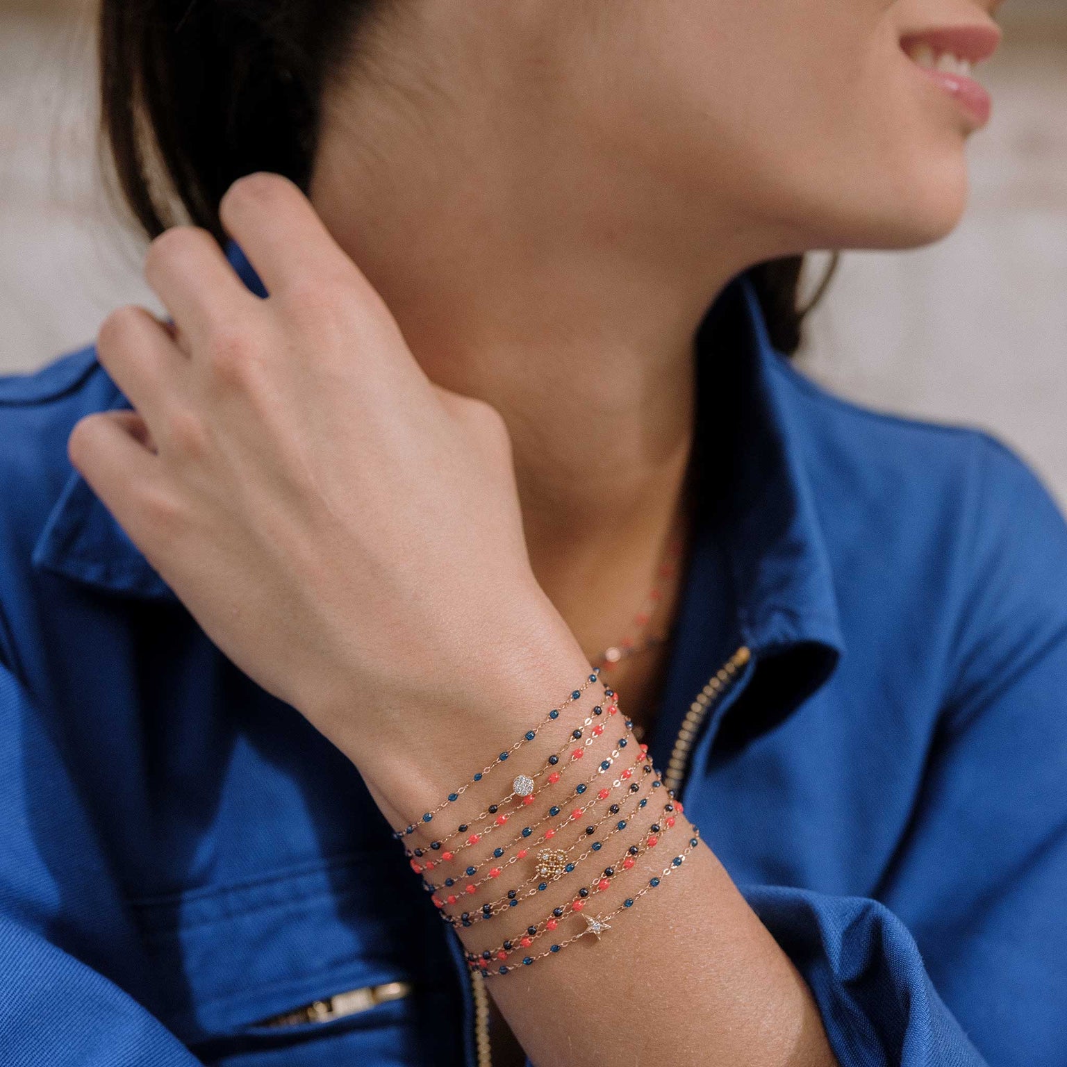 Gigi Clozeau - Bracelet Ice Puce diamants, or rose, 17 cm