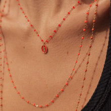 Gigi Clozeau - Collier orange fluo Classique Gigi, or rose, 50 cm