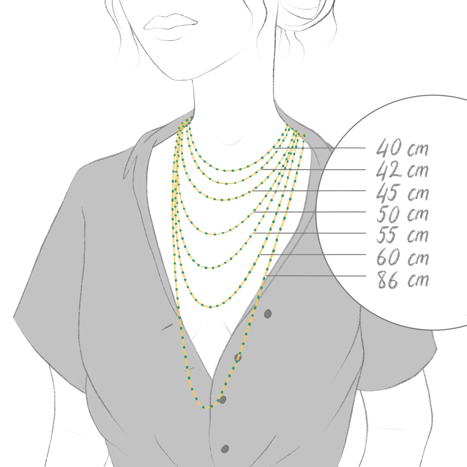 Gigi Clozeau - Collar largo negro Classique Gigi, oro amarillo, 60 cm