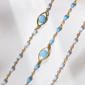 Gigi Clozeau - Bracelet Classique Gigi Eye bleu layette, or jaune, 17 cm