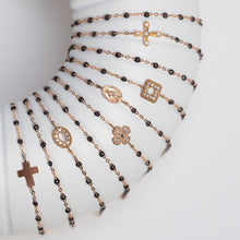 Gigi Clozeau - Bracelet quartz croix vintage diamants, or rose, 17 cm