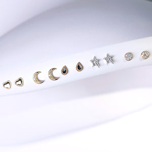Gigi Clozeau - Boucles d'oreilles Lune, diamants, or rose