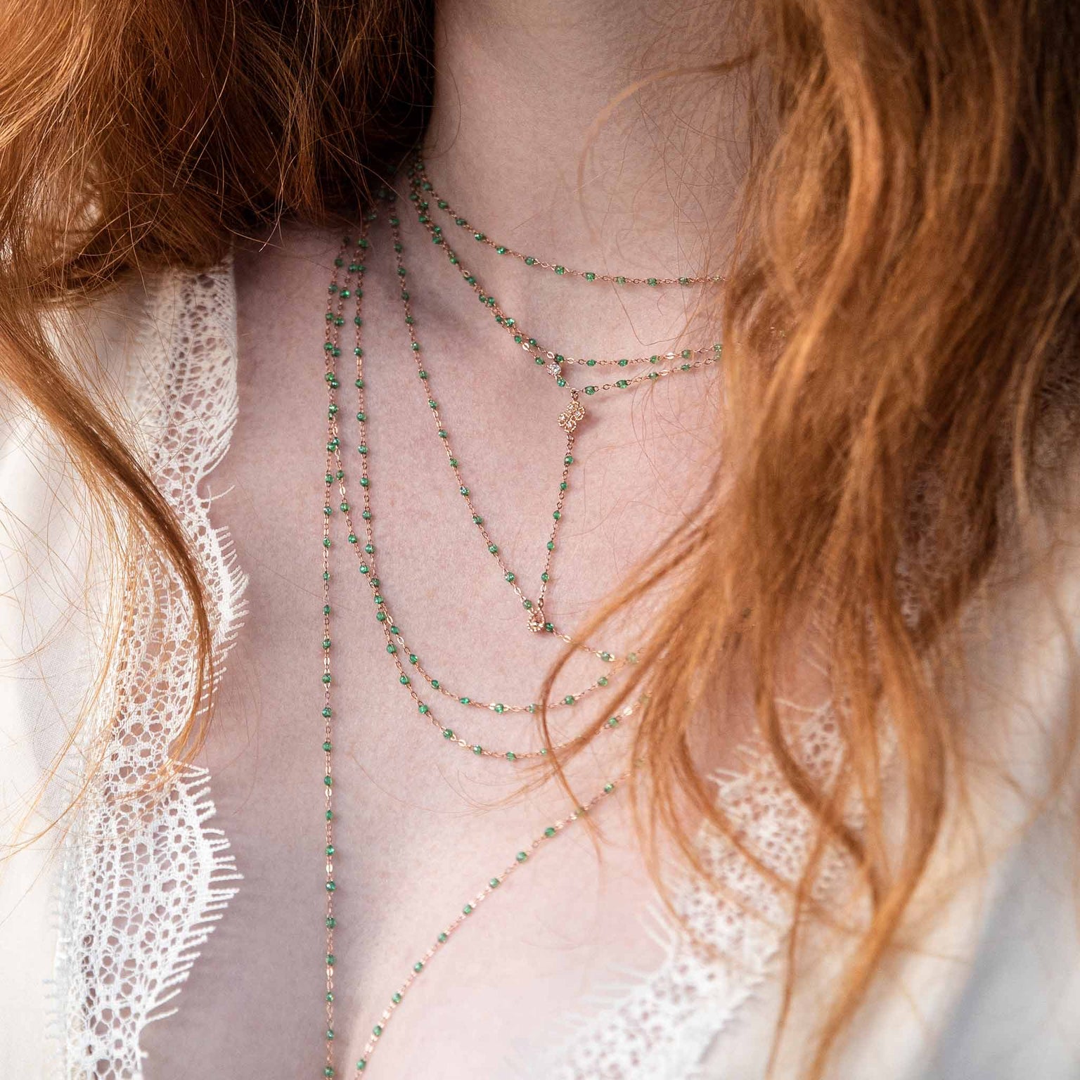 Gigi Clozeau - Collar menta Gigi Suprême, oro amarillo, 1 diamante, 42 cm