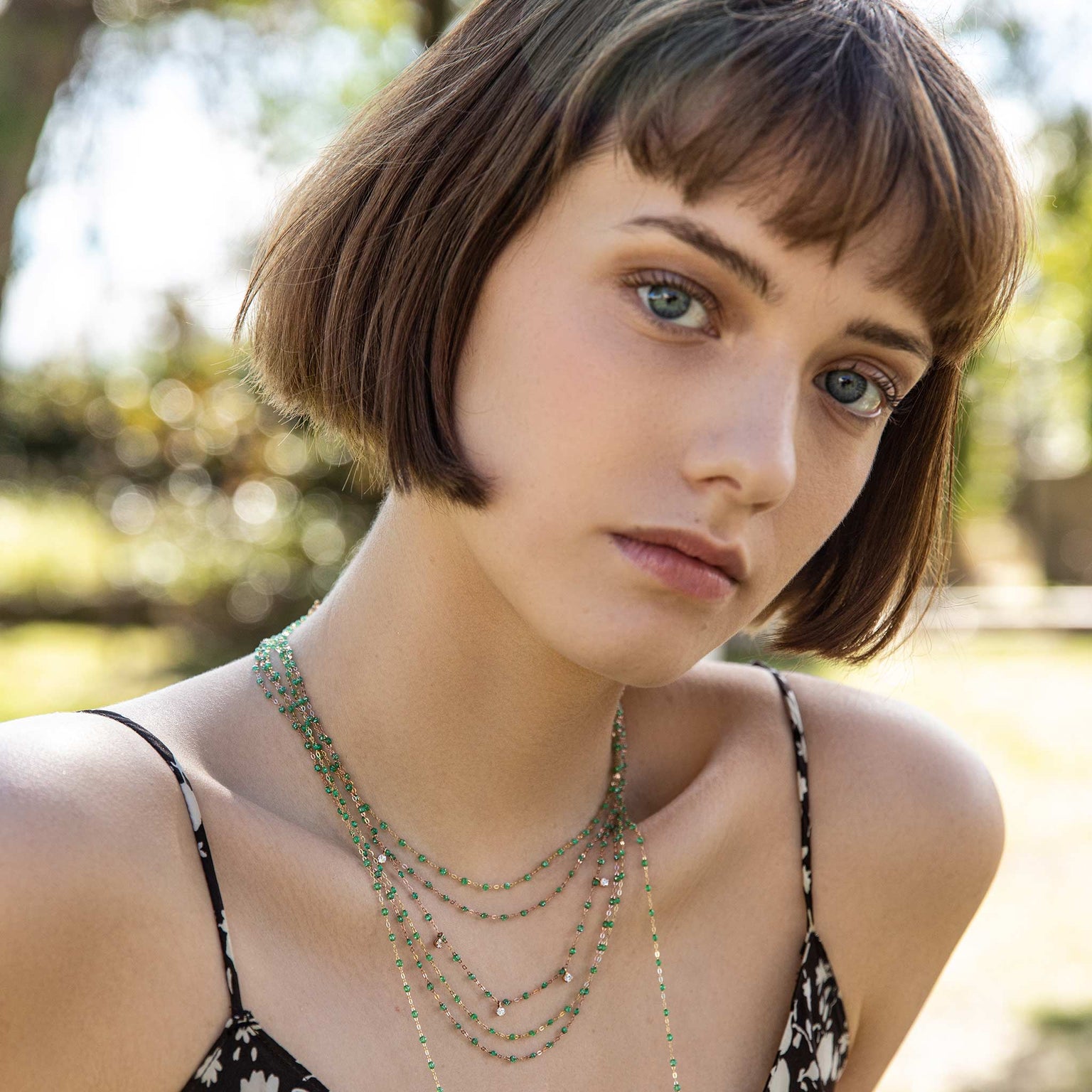 gigi clozeau - Collier menthe Classique Gigi, or rose, 50 cm