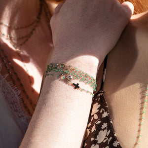 Gigi Clozeau - Pulsera menta Croix, oro amarillo, 17 cm