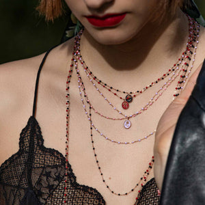 Gigi Clozeau - Collar Rose resina amapola, oro rosa, 42 cm