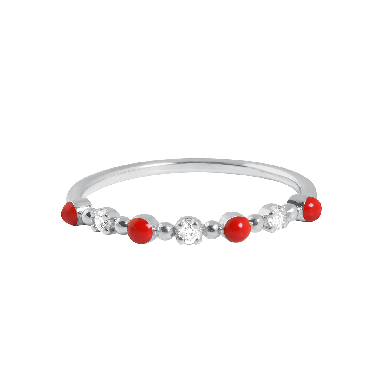 Gigi Clozeau - Bague coquelicot Classique Gigi, 3 diamants, or blanc, T 52