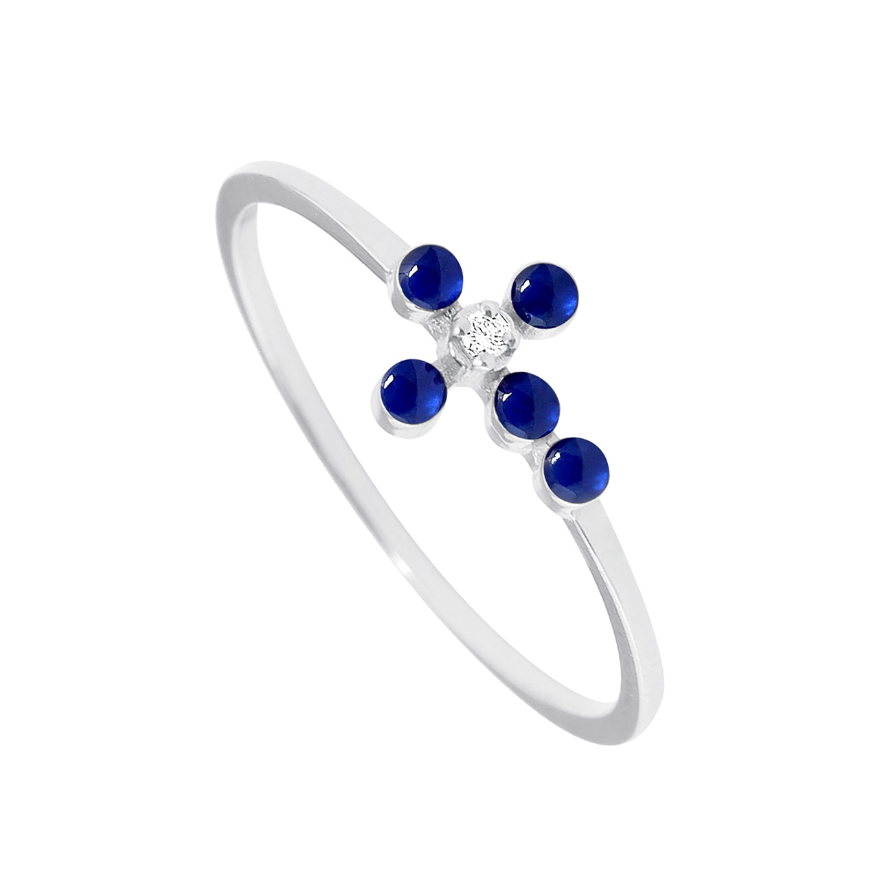 Gigi Clozeau - Bague prusse Croix Perlée, diamant, or blanc, T 53