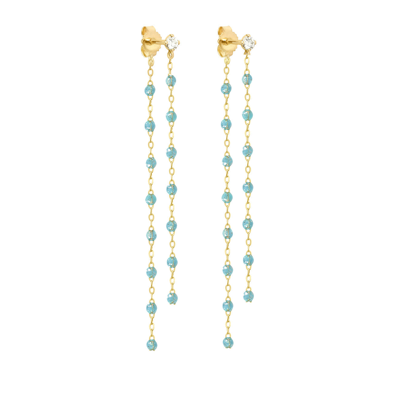 Gigi Clozeau - Boucles d'oreilles Dansantes Classique Gigi aqua, diamants, or jaune