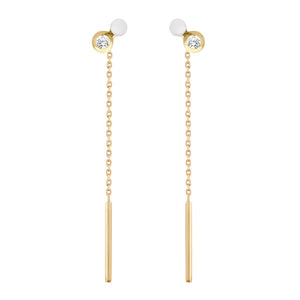 Gigi Clozeau - Boucles d'oreilles Dot, résine blanche, diamants, or jaune