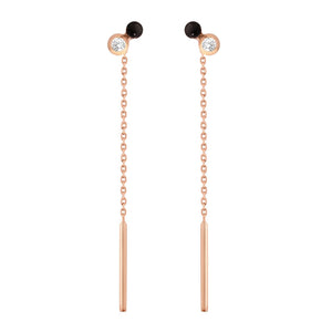 Gigi Clozeau - Boucles d'oreilles Dot, résine noire, diamants, or rose