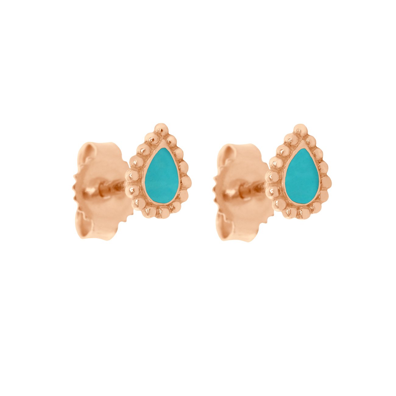 Gigi Clozeau - Boucles d'oreilles Lucky Cashmere turquoise vert, or rose