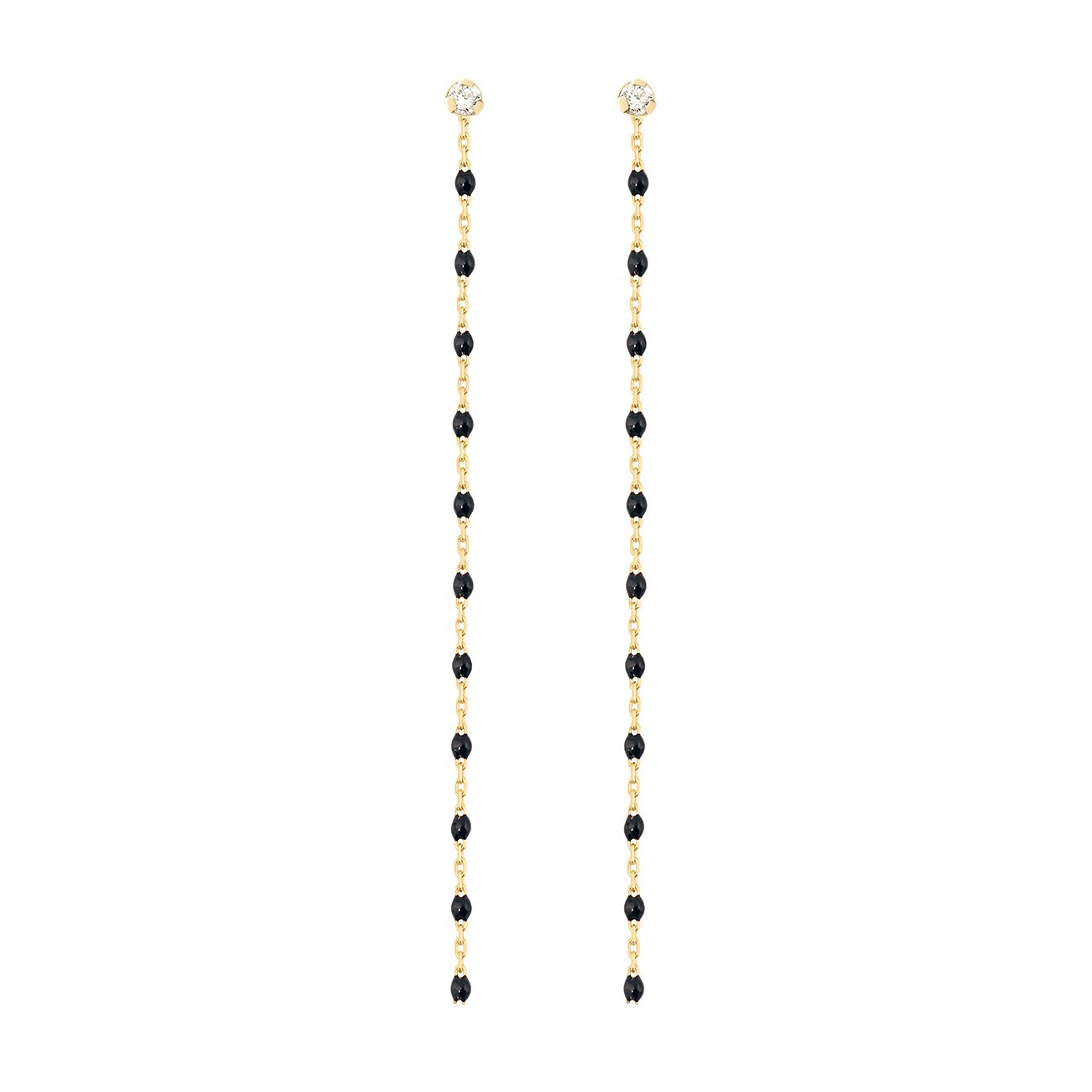 Gigi Clozeau - Boucles d'oreilles noire Gigi Party, diamants, or jaune