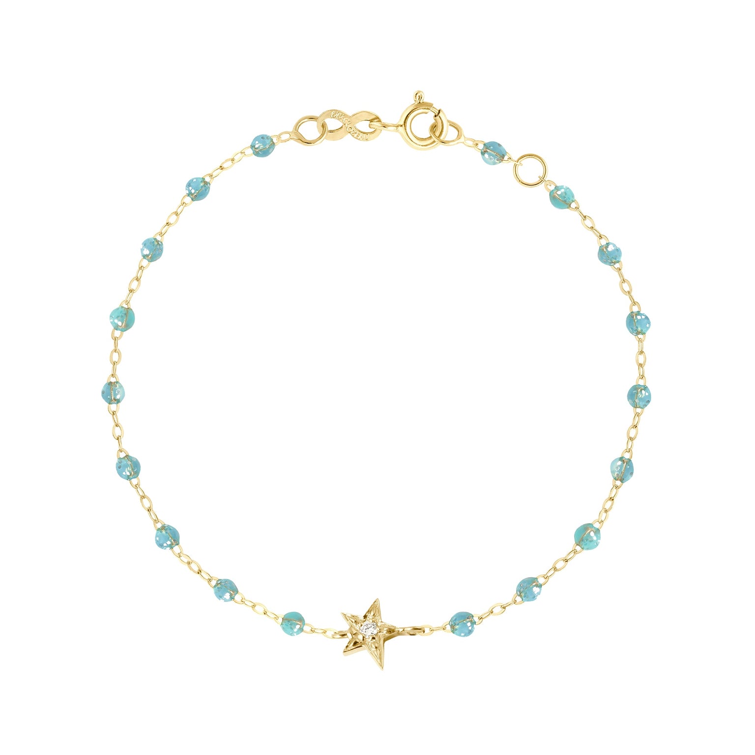 Gigi Clozeau - Bracelet aqua Etoile diamant, or jaune, 17 cm