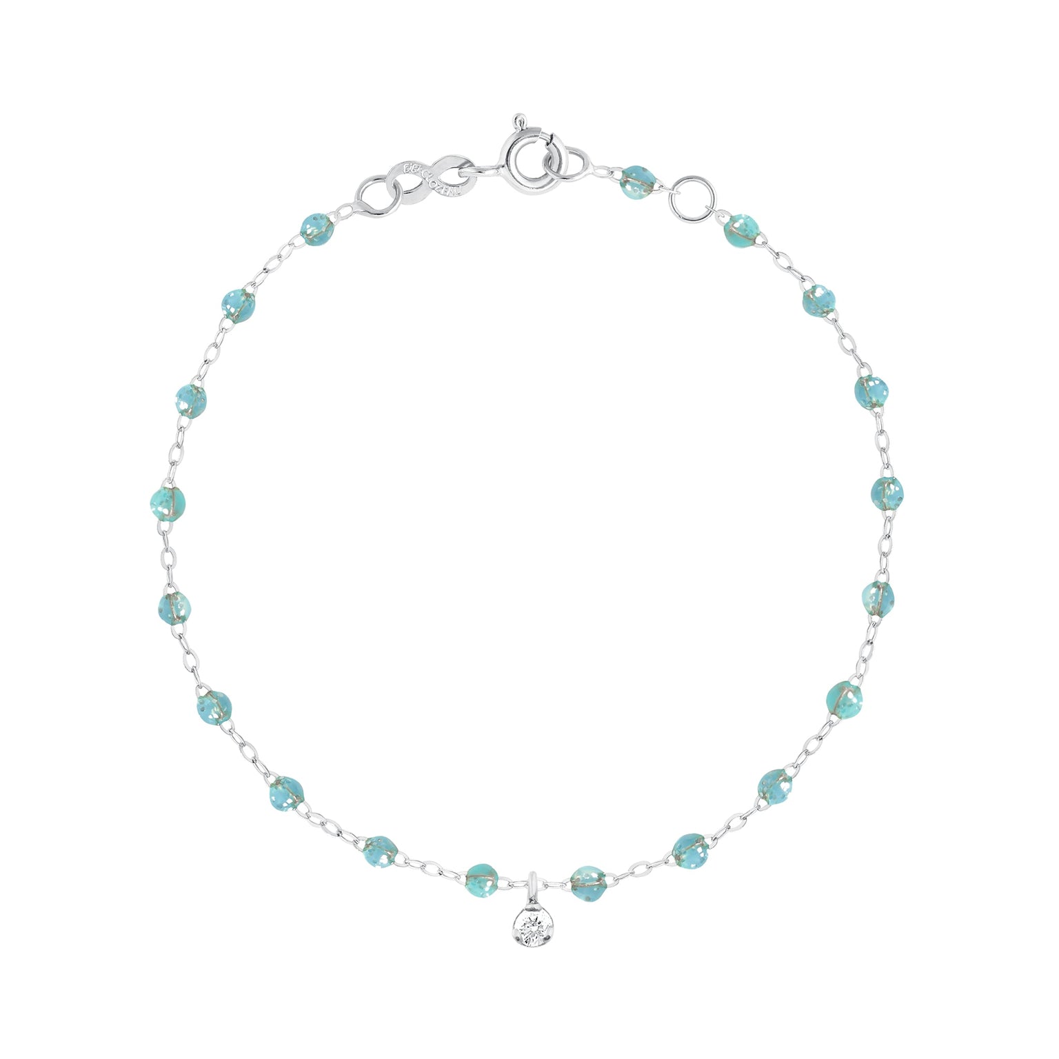 Gigi Clozeau - Bracelet aqua Gigi Suprême, or blanc, 1 diamant, 17 cm