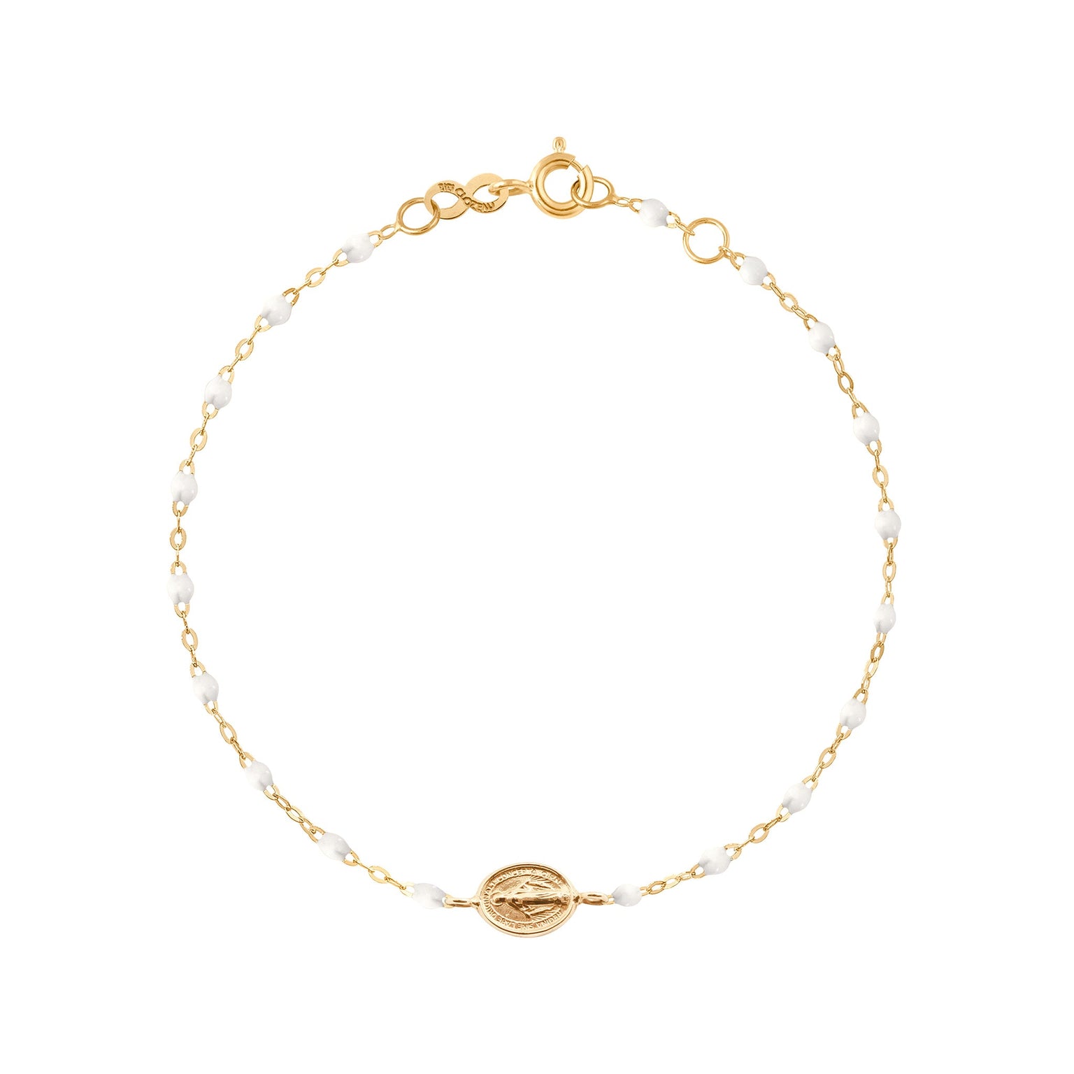 Gigi Clozeau - Bracelet bébé blanc Madone or jaune, 13 cm