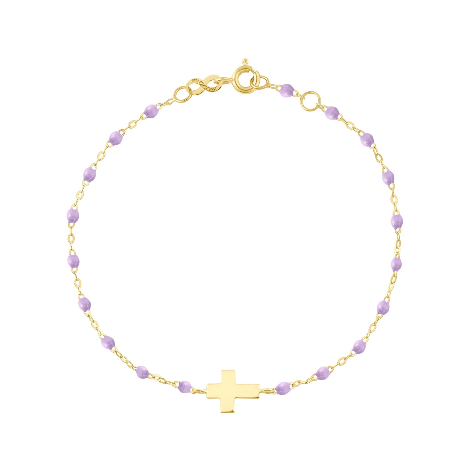 Gigi Clozeau - Bracelet bébé parme Croix, or jaune, 13 cm