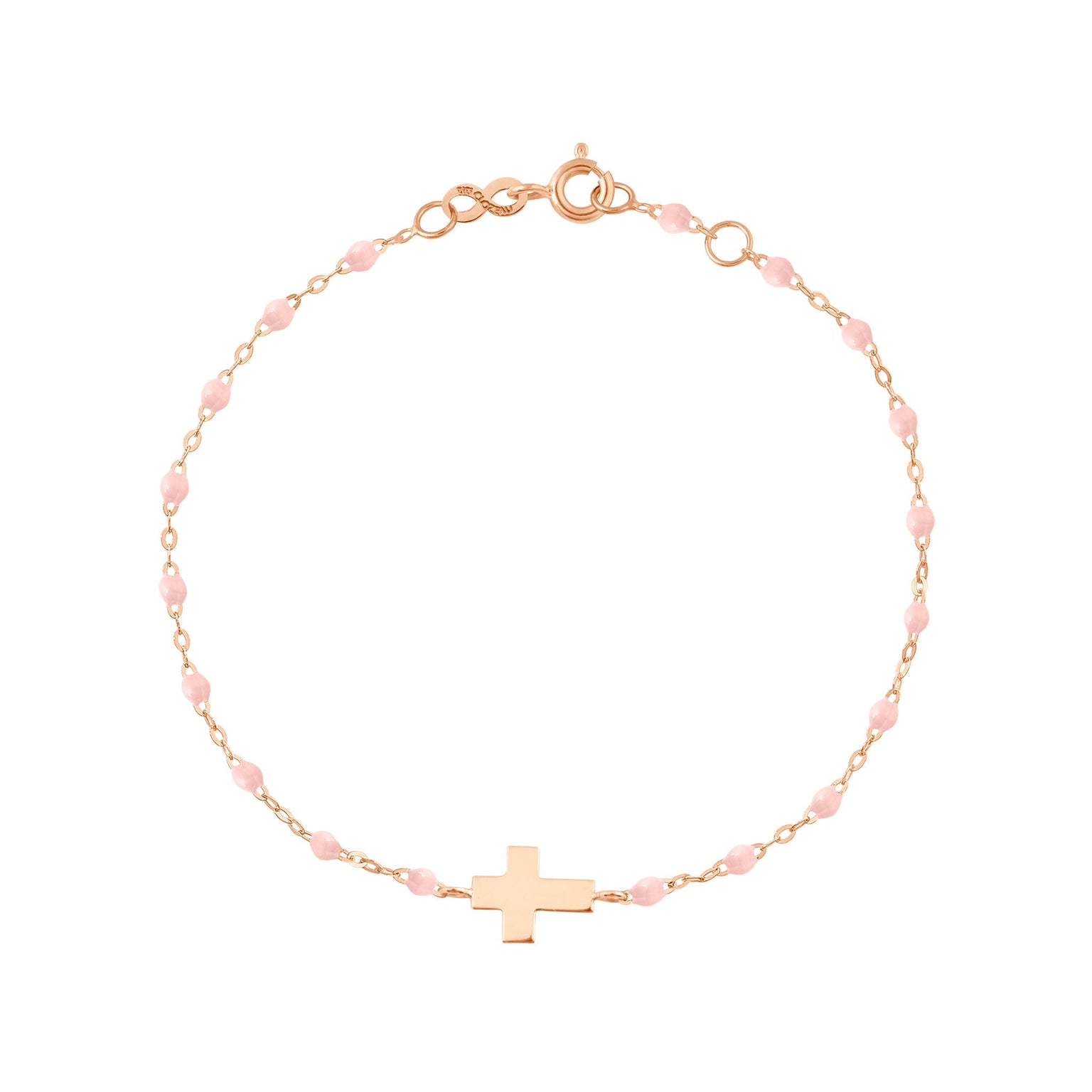 Gigi Clozeau - Bracelet bébé rose bébé Croix, or rose, 13 cm