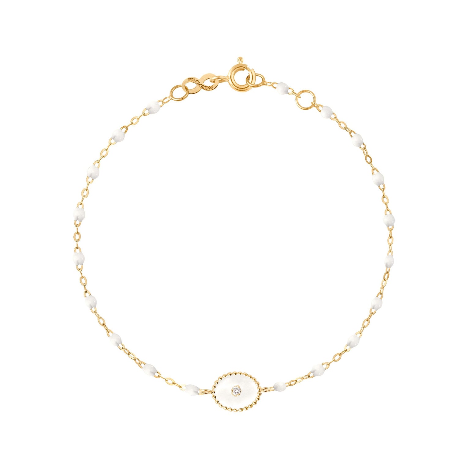 Gigi Clozeau - Bracelet blanc Etoile du Nord diamant, or jaune, 17 cm