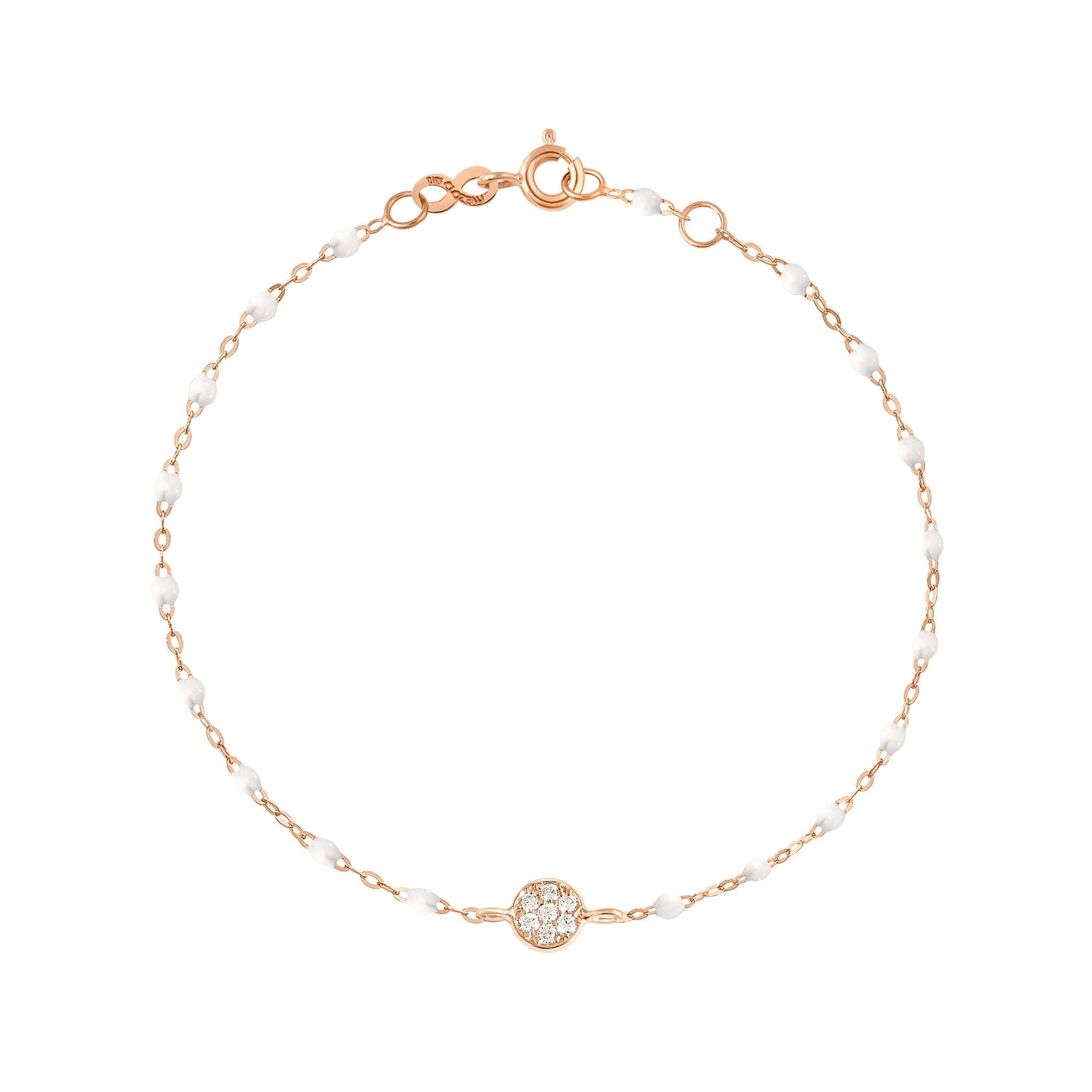 Gigi Clozeau - Bracelet blanc Puce diamants, or rose, 17 cm