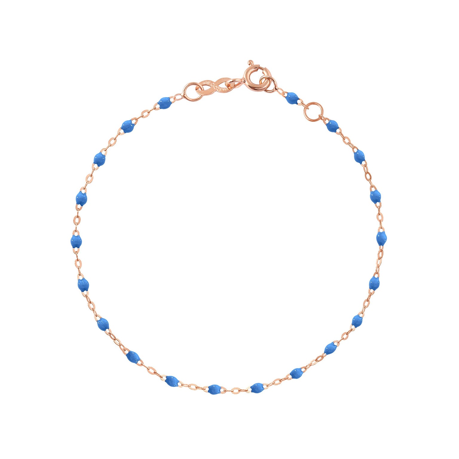 Gigi Clozeau - Bracelet bleu fluo Classique Gigi, or rose, 17 cm