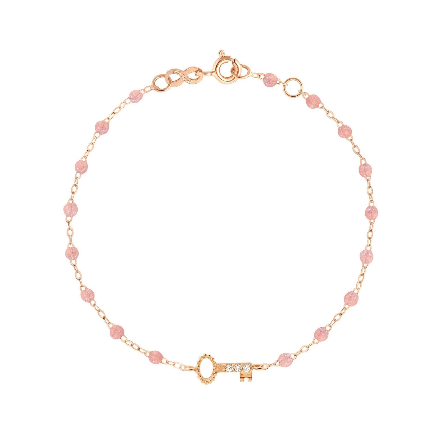 Gigi Clozeau - Bracelet blush Clé diamants, or rose, 17 cm