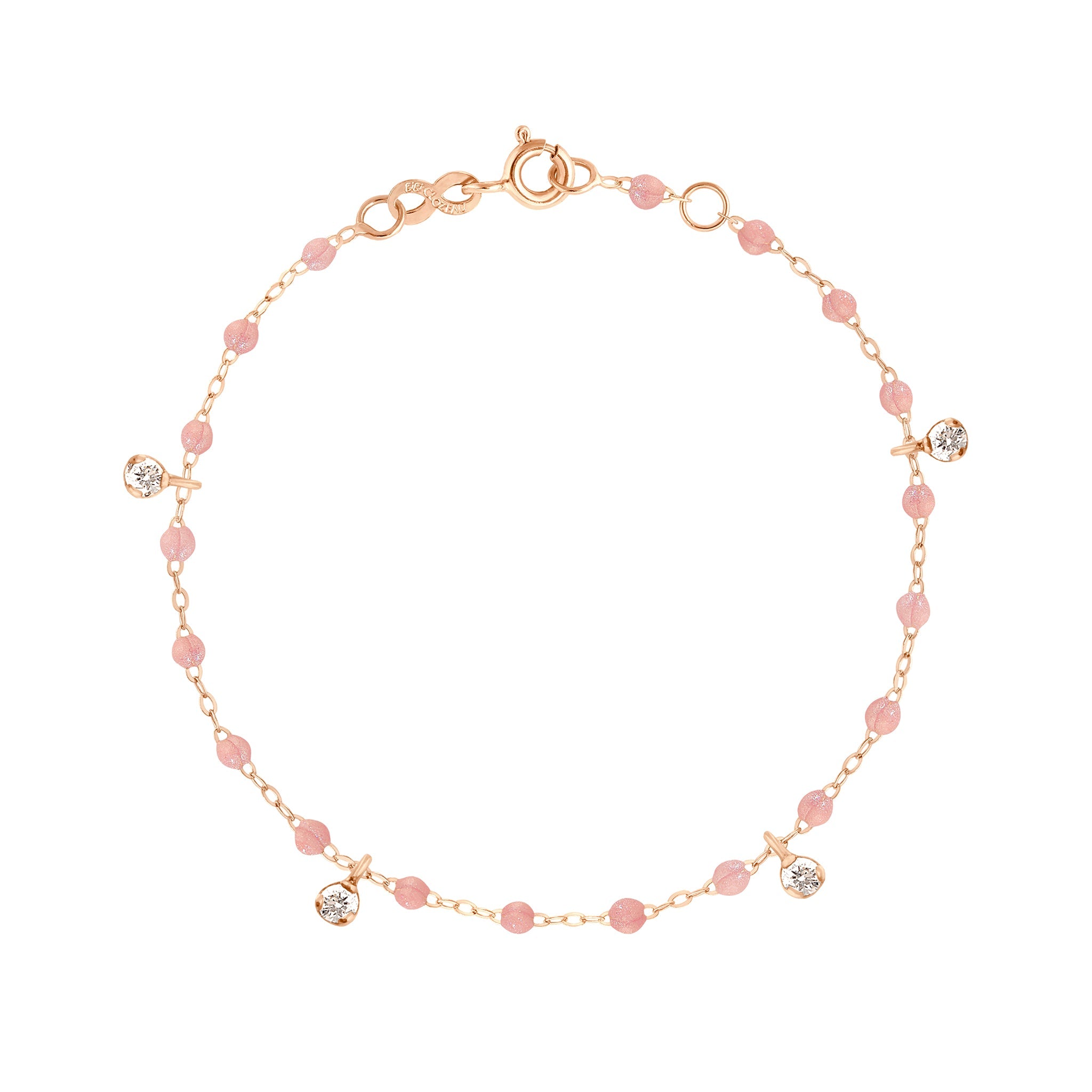 Gigi Clozeau - Bracelet blush Gigi Suprême, or rose, 4 diamants, 17 cm
